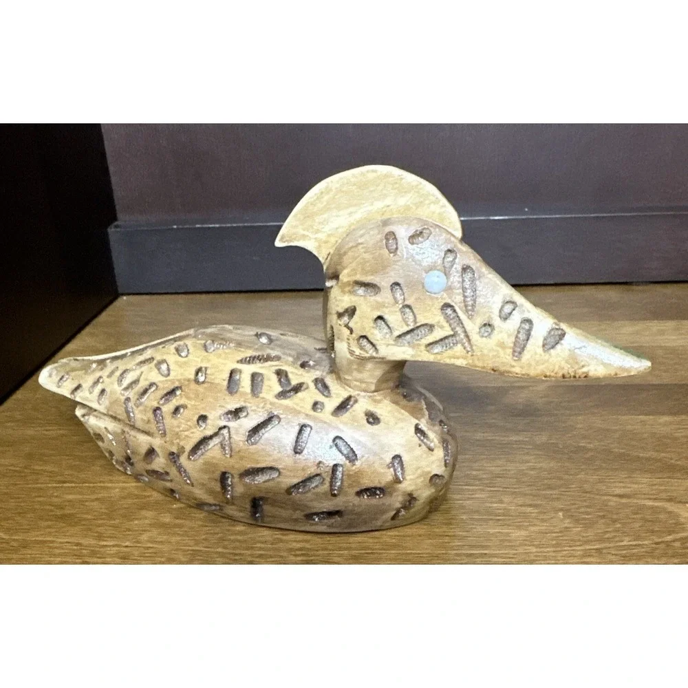 Hand Carved Miniature Wood Crested Duck Decoy Small 8.25